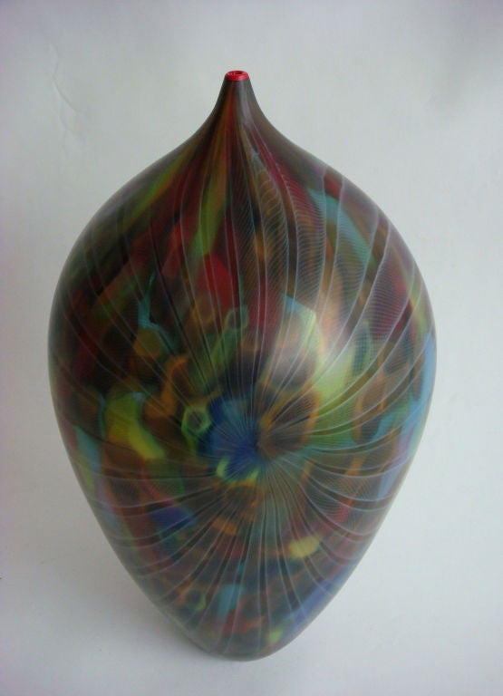 Verre brun Un beau vase italien soufflé à la main de Murano par Andrea Zilio en vente