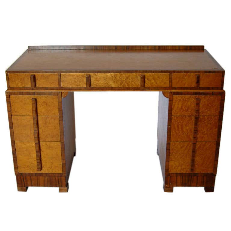 Bird's-Eye Maple and Walnut Art Deco Desk For Sale at 1stDibs | birds