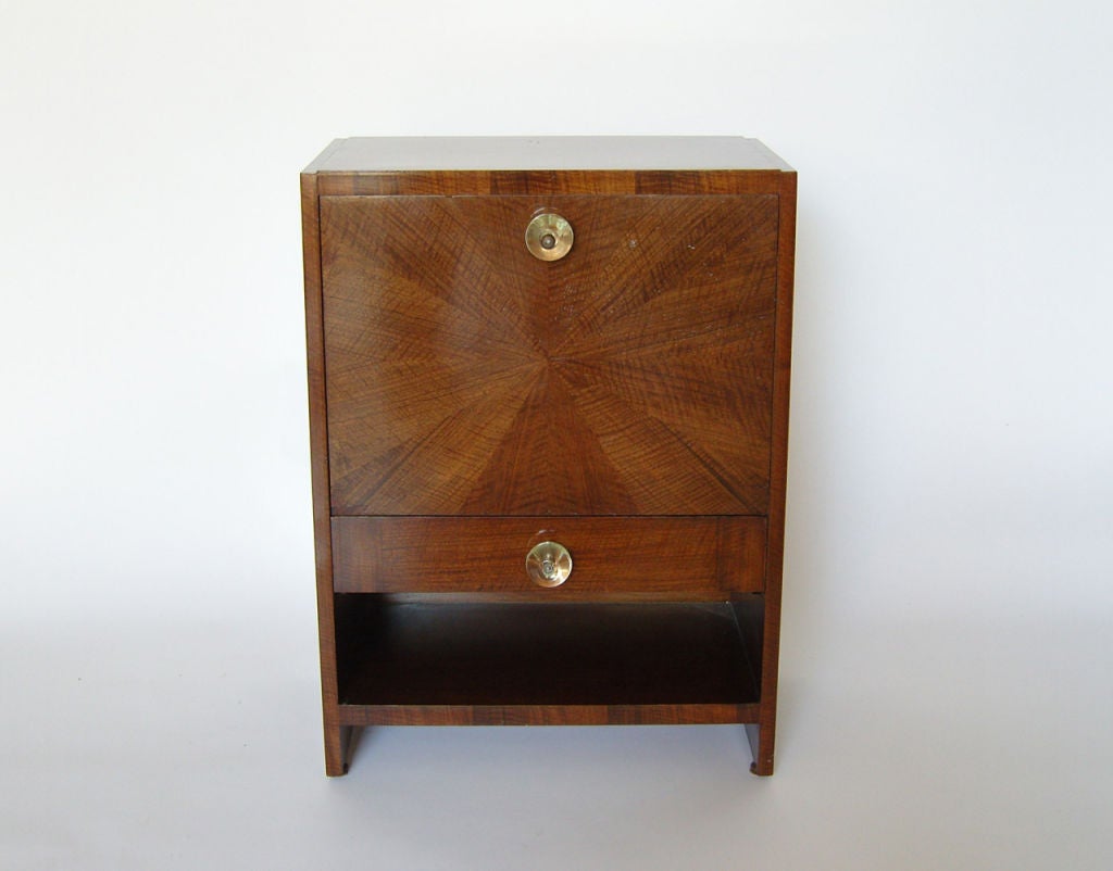 A French Art Deco Walnut Bar with Glass Handles