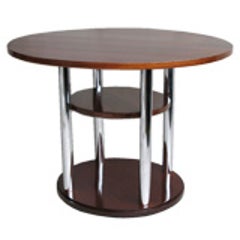 French Art Deco Mahogany and Chrome Gueridon 4