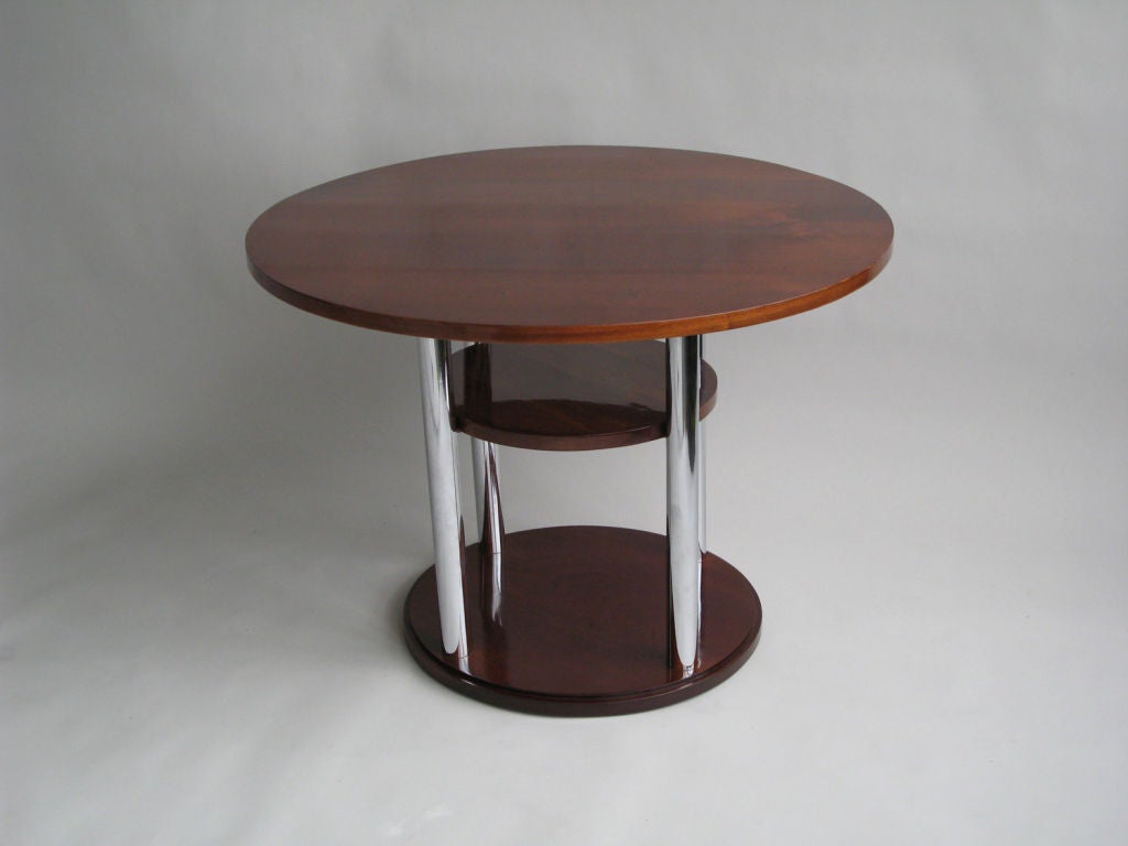 A Fine French Art Deco Mahogany and Chrome Gueridon For Sale 1