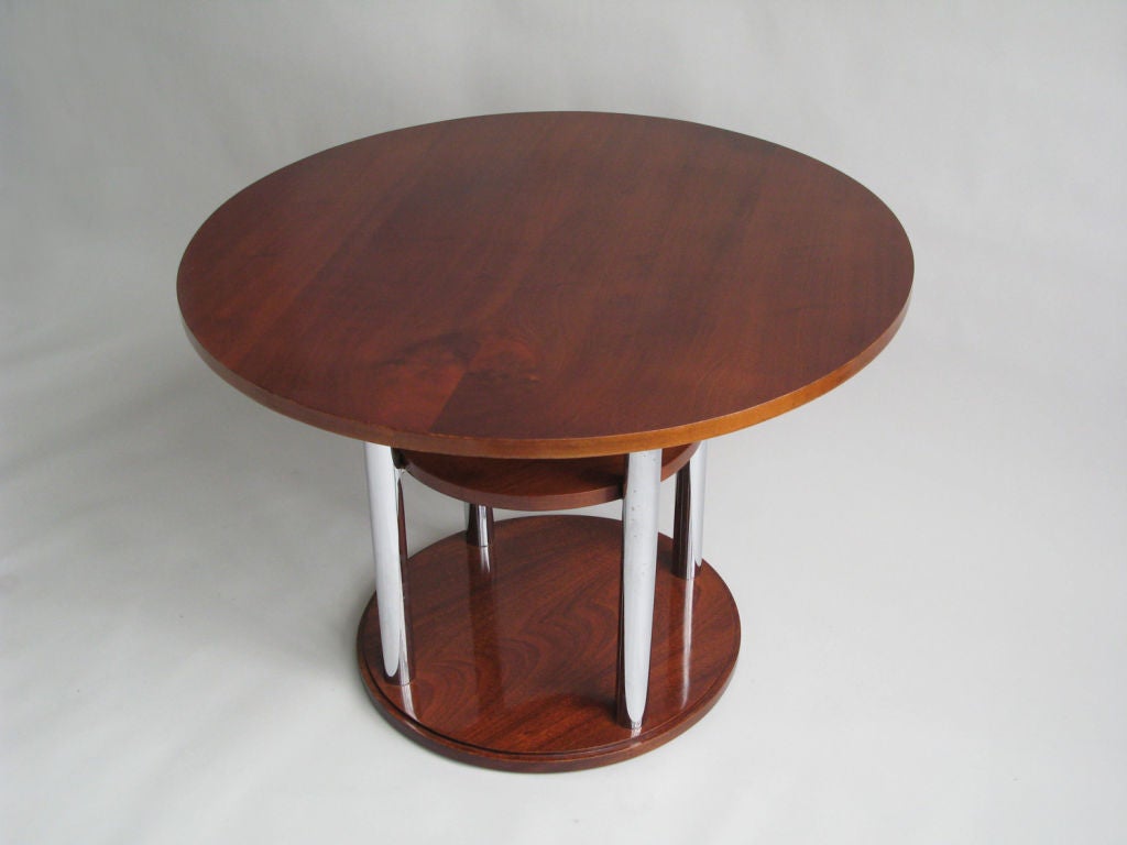 A Fine French Art Deco Mahogany and Chrome Gueridon For Sale 2