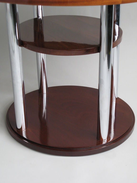 A Fine French Art Deco Mahogany and Chrome Gueridon For Sale 3