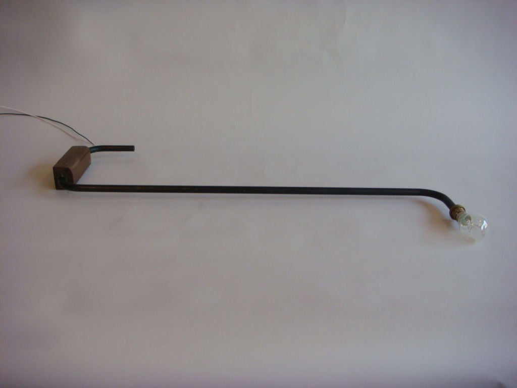 Mid-Century Modern French 1940s Metal and Oak Wall Light For Sale