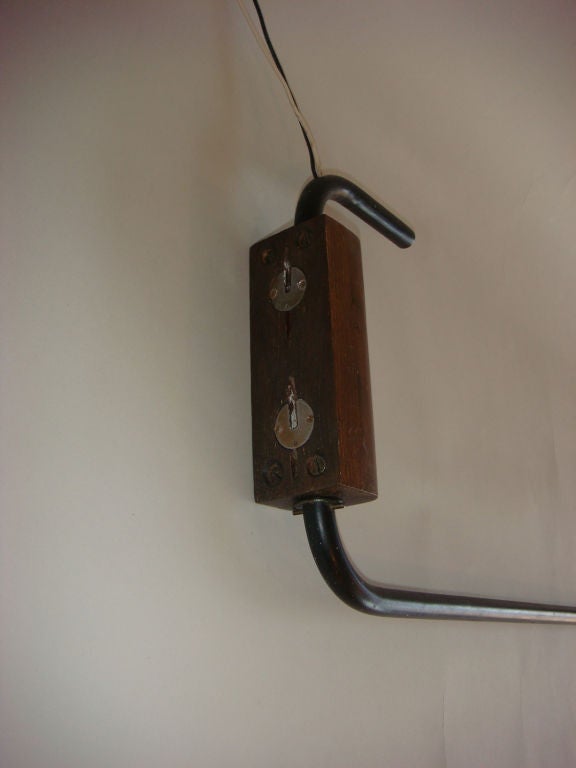 French 1940s Metal and Oak Wall Light For Sale 1