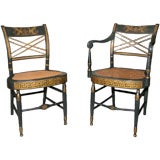 Set Of 12 Ney York Painted Fancy Sheraton Chairs