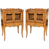 Pair of Louis XV Style Walnut  Grilled End Tables