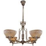 Victorian Converted Gas Lite Four Bowl  Hanging Lite Fixture