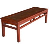 Antique Chinese Bench with Bamboo Deck