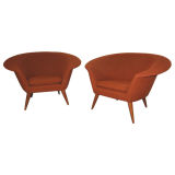 Retro Pair of 1960's Norweigan upholstered saucer chairs