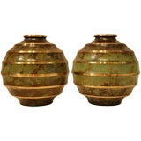 Pair of pressed bronze vases by Carl Sorensen