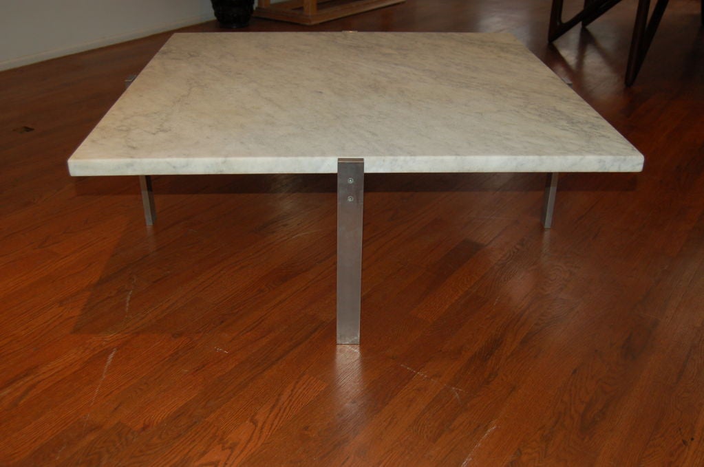 Poul Kjaerholm, "PK-65" coffee table in flint rolled marble