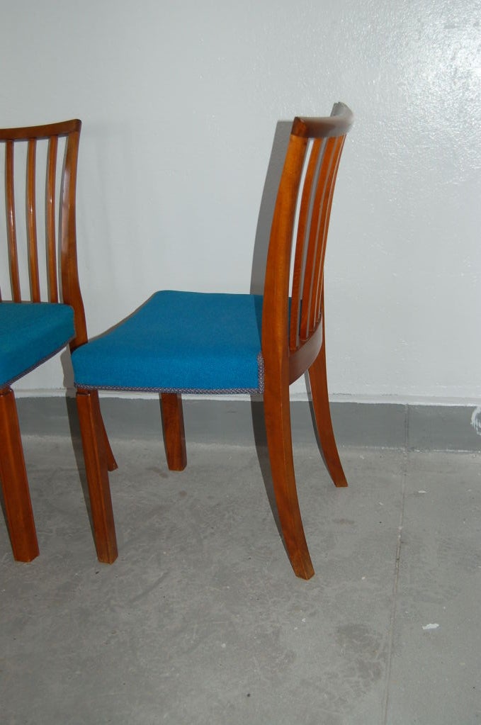 Upholstery Set of Eight Dining Chairs by Danish Cabinet Maker in Mahogany For Sale