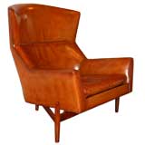 Vintage Leather Lounge Chair by Jens Risom