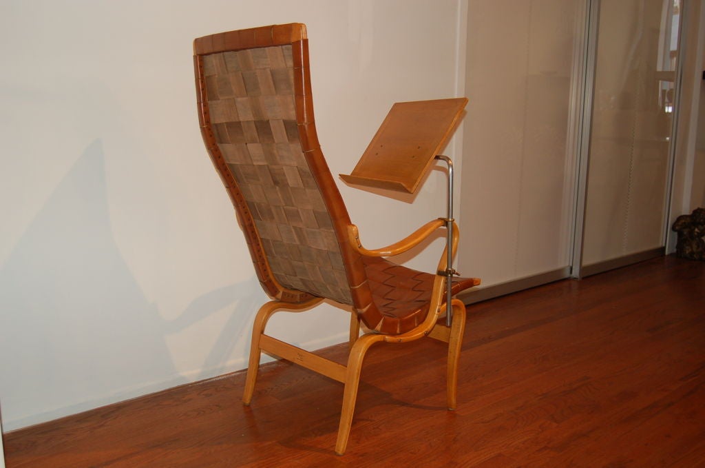 Birch Lounge chair and ottoman with reading stand by Bruno Mathsson