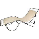 Pair of 1950's Modernist American Wrought Iron Outdoor Lounges