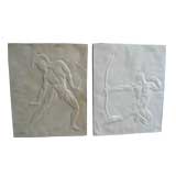 Pair of French Plaster Bas Reliefs