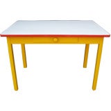 Red and White Porcelain Top Table Red and White Porcelain Top Table