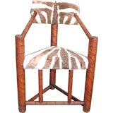 Antique Safari Chair in Zebra Hide