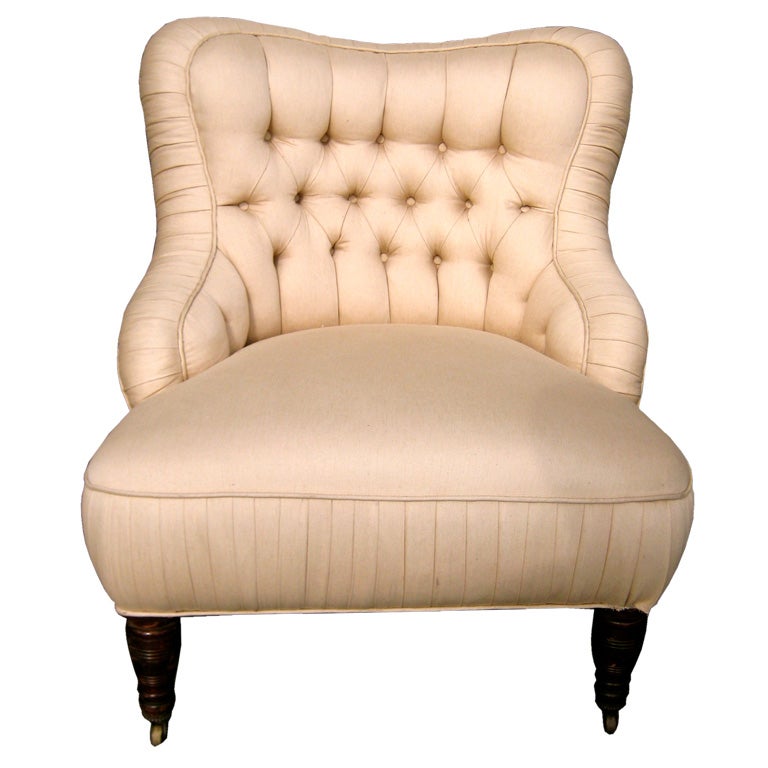 French Tufted Slipper Chair