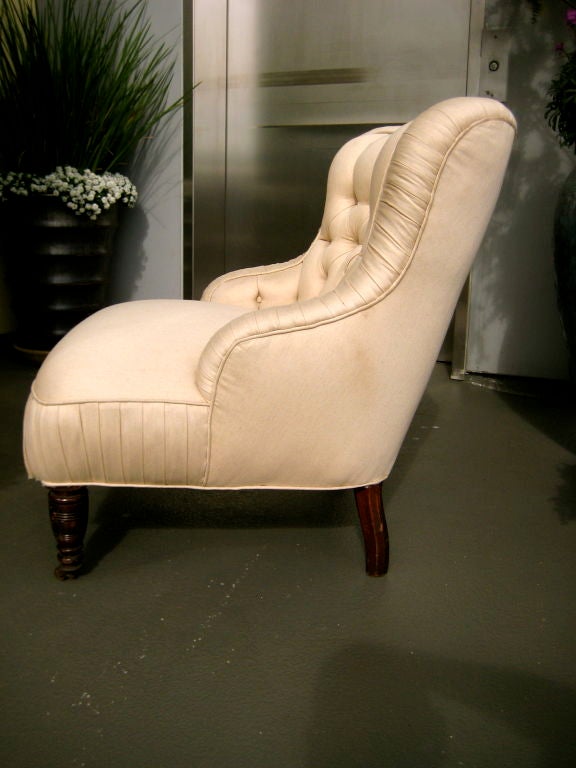 Mid-20th Century French Tufted Slipper Chair