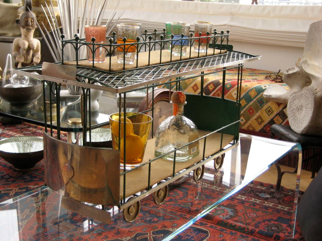 Unbelievably cute SF cable car drinks trolley. Two tiered.