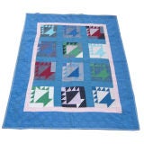 Vintage "Basket of Chips" Midwest Amish Crib Quilt c. 1940