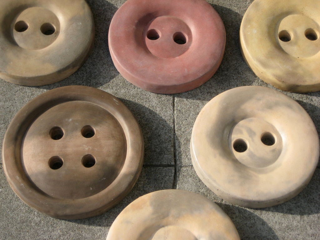 Contemporary Set of 9 Giant Concrete Button Stepping Stones