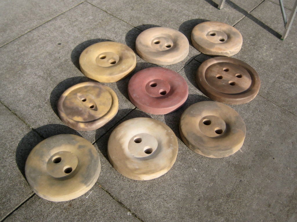 American Set of 9 Giant Concrete Button Stepping Stones