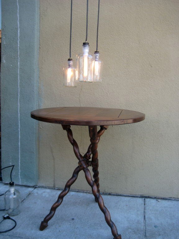 Set of three vintage chemistry beaker lanterns. These are all wired and joined as one fixture.
