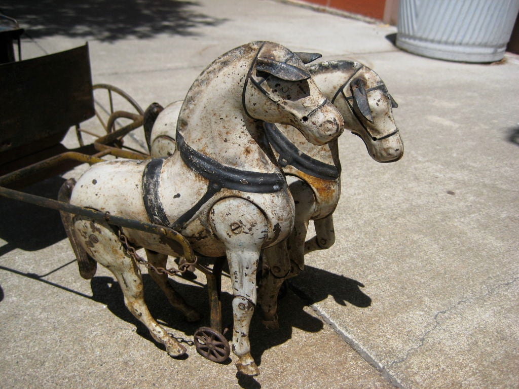 Wood Brilliant Folk Art Horses and Wagon