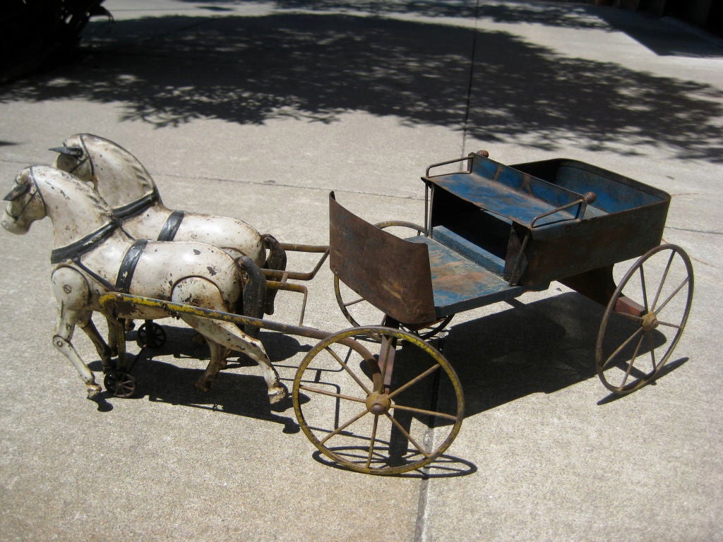 Brilliant Folk Art Horses and Wagon 3