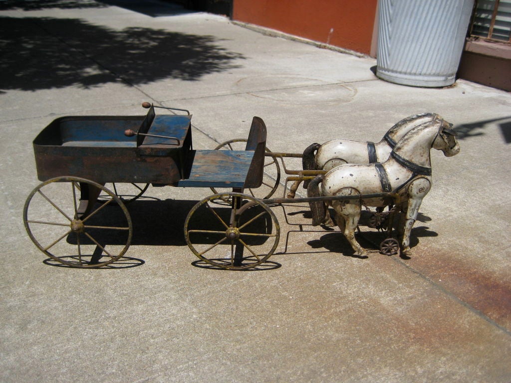 Brilliant Folk Art Horses and Wagon 4