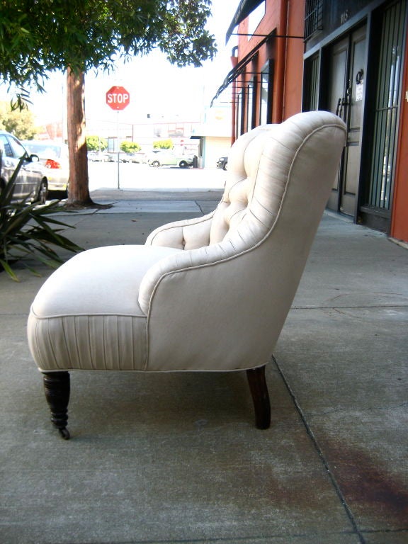 Wood French Tufted Slipper Chair