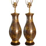 Pair of Pewter and Brass Lamps by Casa Bella