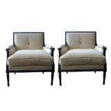 Pair of Black Laquered Bergeres