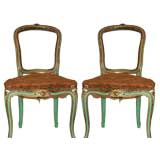Pair Painted and Gilded Louis XV style chairs