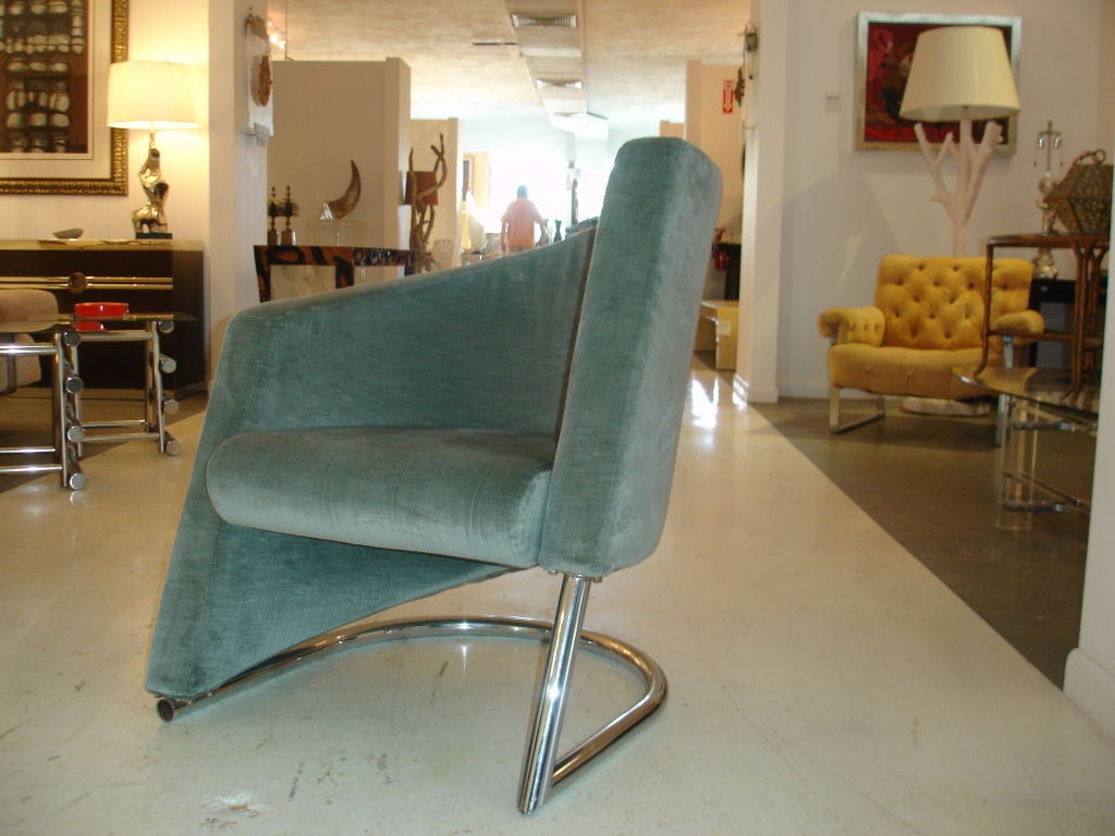 Pair 1980's Curved Chairs