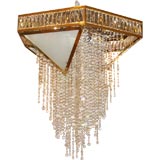 French Chandelier of Brass and Crystal