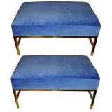 Pair of Brass Ottomans in the Style of Paul McCobb