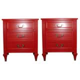 Pair of Red Laquered Commodes