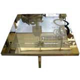 Brass, Chrome and Lucite Coffee Table