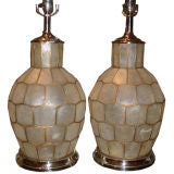 Retro Pair of Capiz Shell Lamps