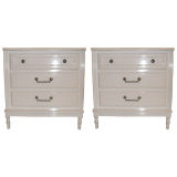 Pair Laquered Faux Bamboo Commodes