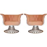 Pair Chairs and Ottoman by Herbert Saiger for Woodard