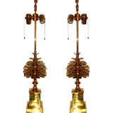 Pair of brass "Pinecone" lamps by Maison Charles