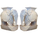 Pair of  Glazed Elephant Garden Seats