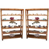 Pair of Reed and Chrome Bookcases attributed to karl Springer