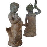 Pair of Bronze Fountain Trytons