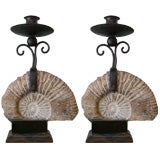 Pair Fossil and Bronze Candlesticks by Jean-Charles Moreux et Bo